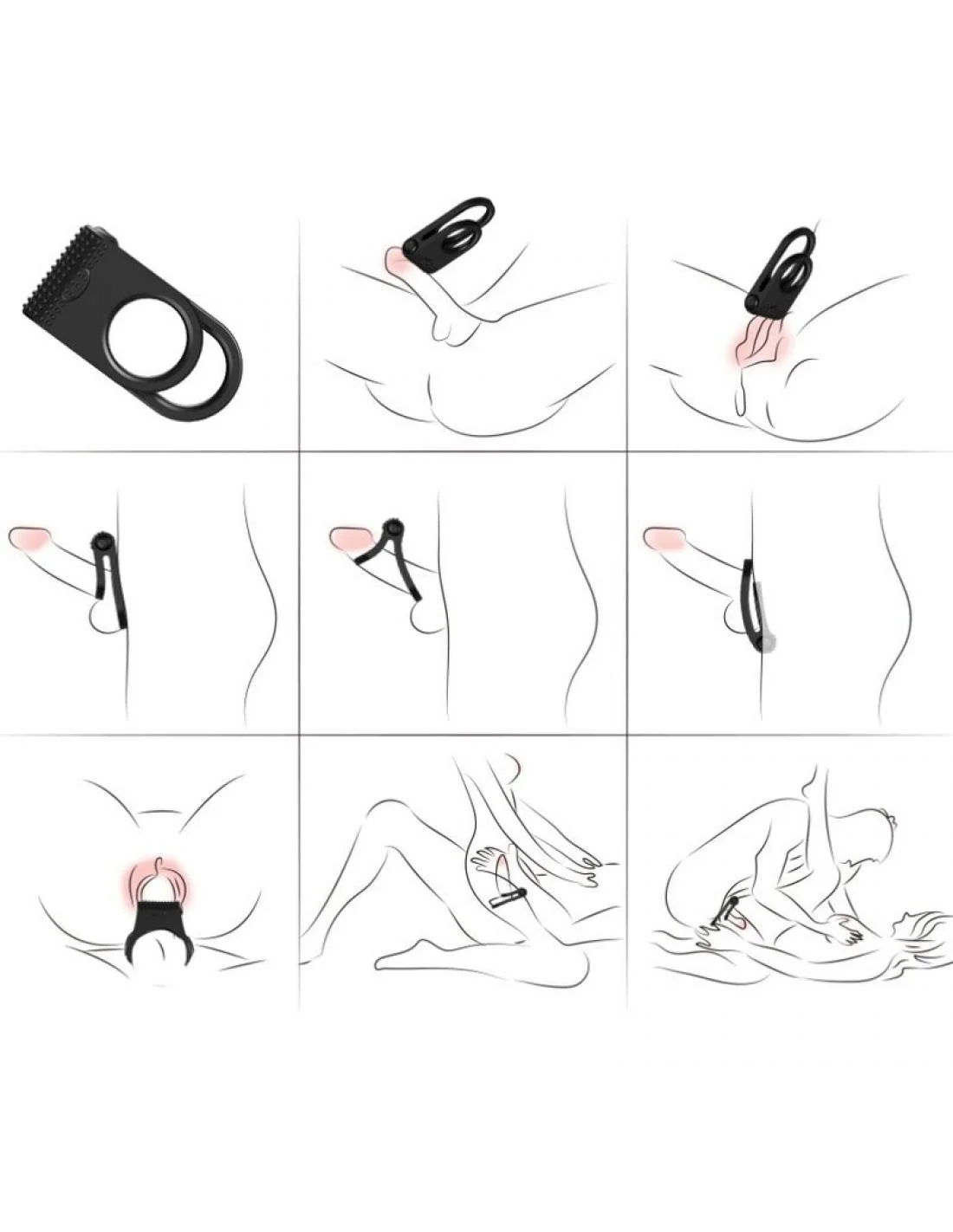 Twins anillo doble vibrador parejas negro Armony - Imagen 4