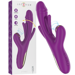 Ateneo vibrador multifunción recargable 7 vibraciónes con lengua oscilante y succionador morado Intense